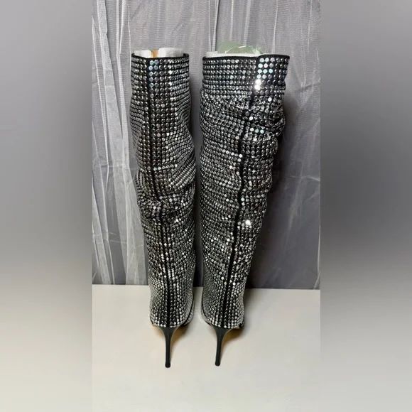 Michael Kors Dawn Silver studded Heeled Boots 7 - Picture 9 of 14